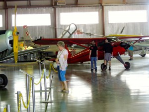 Saturday visitors enjoy our airplanes.