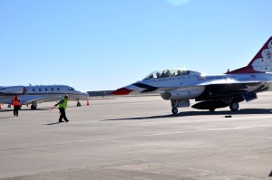 Thunderbird Plane 8 arrives at MAF, with a flourish.